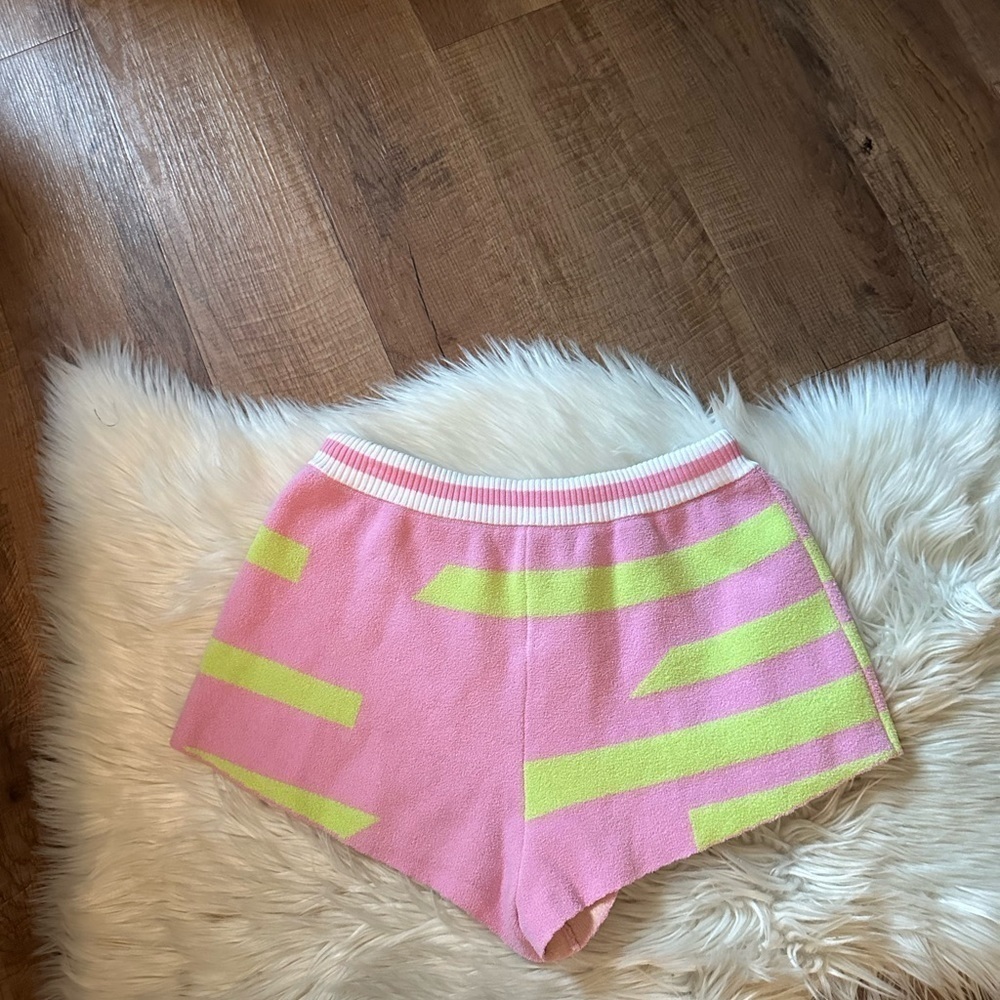 SER.O.YA Beau Shorts In Pink + Green Stripe - Picture 9 of 10